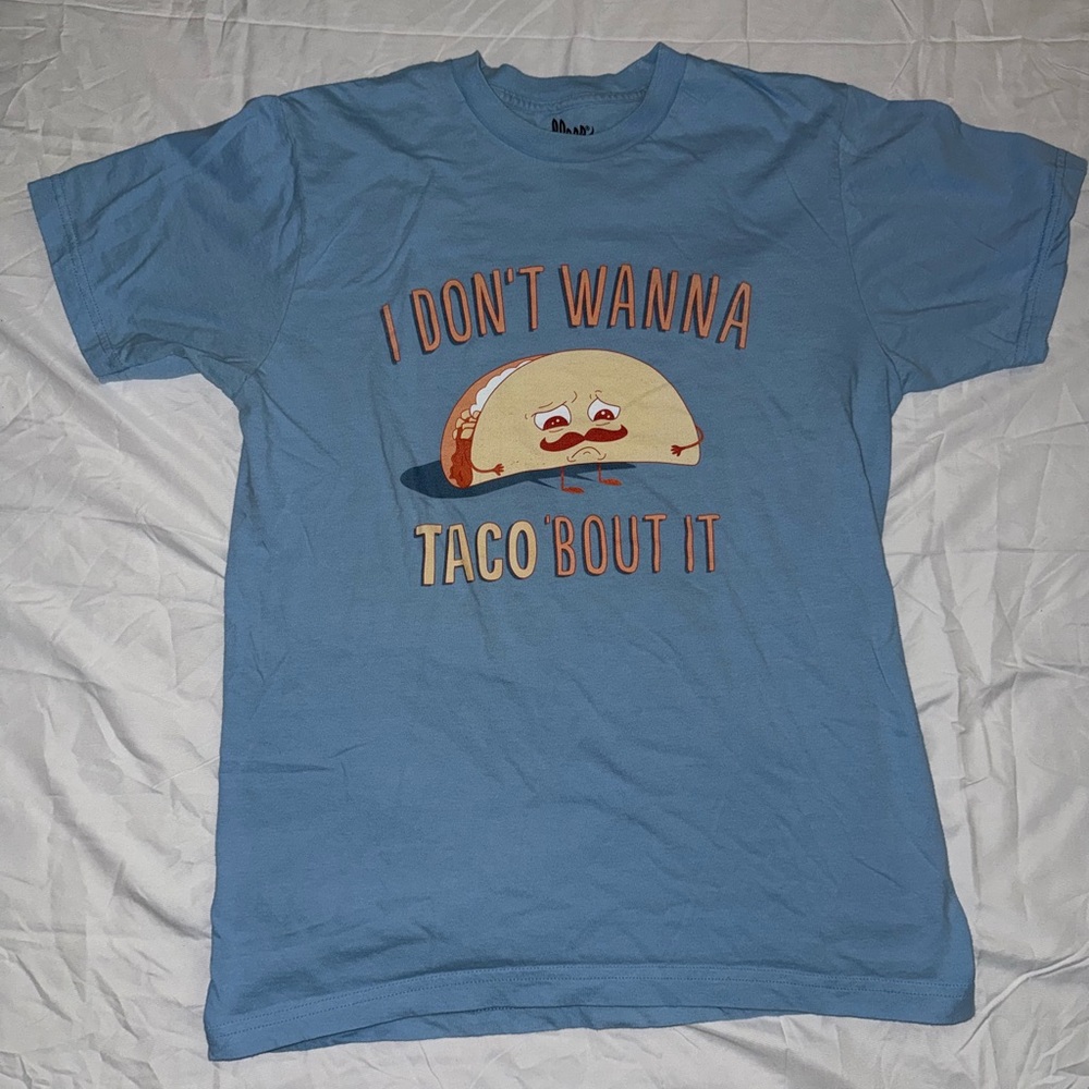 Blue Graphic T-Shirt with Taco Design